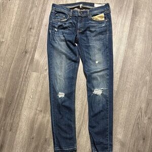 Blue Skinny Jeans with Distressed Details